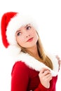 Dreamy girl dressed as Santa Royalty Free Stock Photo