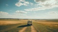 Dreamy Golf Cart Drive Through Teal Fields On A Sunny Day