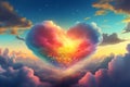 Dreamy Heart clouds colorful. Generate Ai