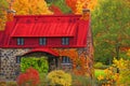 Dreamy house with autumn leaf color, Quebec Royalty Free Stock Photo