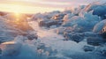 Dreamy Icy Scenery With Encrusted Icebergs And Soft Pastel Skies