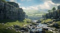 Dreamy Image Of Karst In Hindu Yorkshire Dales