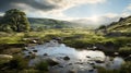 Dreamy Image Of Lagoon In Hindu Yorkshire Dales