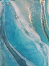 Luxury abstract fluid art painting background alcohol ink technique mint blue and gold. Marble texture Royalty Free Stock Photo