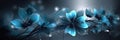 Dreamy iridescent blue flowers. Bioluminescent garden and butterflies. Abstract floral background wallpaper. Royalty Free Stock Photo