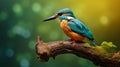 Dreamy Kingfisher On Wood Branch: Immaculate Perfectionism In Photographic Style