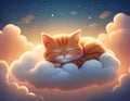 Dreamy kitty on cloud at sunset Royalty Free Stock Photo
