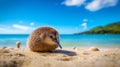 Dreamy Kiwi Bird On Sandy Beach