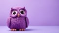 Dreamy Knitted Purple Owl Toy On Violet Background