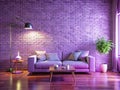 A Dreamy Lavender Brick Wall Modern Interior Design Visualization Featuring Long Exposure Effects for a Stunning Home Royalty Free Stock Photo