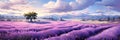 Dreamy Lavender Fields In Full Bloom, Evoking A Sense Of Calm
