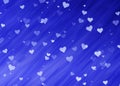 Dreamy light hearts on blue backgrounds