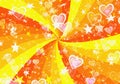 Dreamy light hearts and stars on sun rays backgrounds