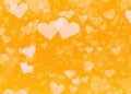 Dreamy light hearts on yellow background