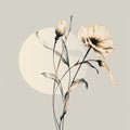 Dreamy Minimalist Flower Illustration With Contrasting Balance