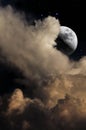 Dreamy moon in the clouds