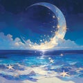 Dreamy Moonlit Seascape Royalty Free Stock Photo