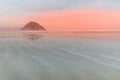 Dreamy morning on the beach of Morro Bay with the Morro Rock, California Royalty Free Stock Photo