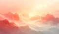 Dreamy Mountain Landscape with Soft Clouds and Warm Sunlight Royalty Free Stock Photo