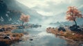 Dreamy Mountain Landscape: Tranquil Scenes In Cryengine Style