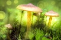 Dreamy and mystical mushroom macro - light source behind mushrooms