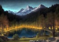 Dreamy Night Landscape, Generative AI Illustration