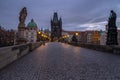 Dreamy night view. Early morning on the Charles Bridge.