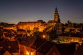 Dreamy night view of iconic historical city Cesky Krumlov.