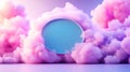 Dreamy Pastel Clouds with Soft Blue Circular Frame for Creative Background and Design Use Royalty Free Stock Photo