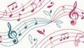 Dreamy Pastel Music Notes Seamless Pattern, vector design Generative AI Royalty Free Stock Photo
