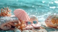 Dreamy pastel-toned beach scene AI Generated Royalty Free Stock Photo