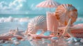 Dreamy pastel-toned beach scene AI Generated Royalty Free Stock Photo