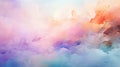Dreamy pastel watercolor background, abstract brush strokes in shades of lavender, mint, and peach, ideal for a serene and calming