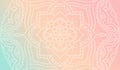 Dreamy peach pink gradient wallpaper with mandala pattern. Vector horizontal background for meditation poster, banner for yoga