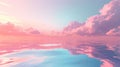 Dreamy pink horizon. Copy space. AI generated. AI generated
