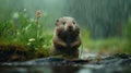 Dreamy Rain: A Cute And Honest Portrayal Of A Small Rat In The Style Of Jessica Rossier