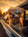 A Dreamy Reflection Captured: Vintage Leica M6 Highlights Dog Wearing Sunglasses .
