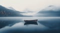 Dreamy Row Boat In Mist: A Serene And Calming Image