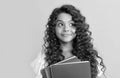 dreamy schoolgirl with copybook. girl with notebook. back to school. teen girl ready to study. Royalty Free Stock Photo