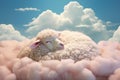 Dreamy Sheep sleep cloud. Generate Ai