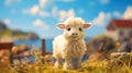 Dreamy Shetland Sheep In Studio Ghibli Style