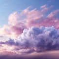 Dreamy skies Fluffy cumulus clouds paint canvas in pink and purple