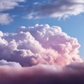 Dreamy skies Fluffy cumulus clouds paint canvas in pink and purple