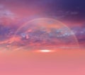 Rainbow Pink  lilac orange sunset and blue cloudy  sun beam sky with rainbow nature landscape Royalty Free Stock Photo