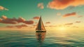 Dreamy Sunset Sailboat: A Realistic Ray Tracing Masterpiece