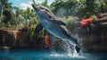 Dreamy Symbolism: A Majestic Dolphin Dives Into Enigmatic Tropics