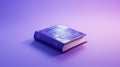 Dreamy Symbolism: A Photorealistic Book On A Vibrant Purple Background