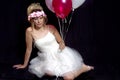 Dreamy Teen Blonde Girl - Party Dress - Balloons Royalty Free Stock Photo