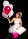 Dreamy Teen Blonde Girl - Party Dress - Balloons Royalty Free Stock Photo