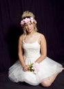 Dreamy Teen Blonde Girl - Party Dress - Flowers